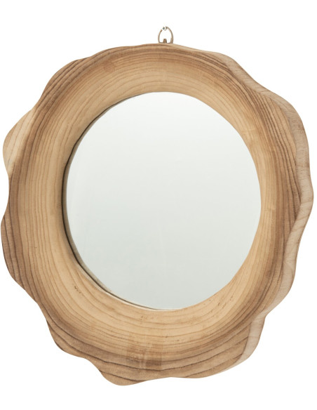 Miroir mural organique bois de paulownia naturel 45x42 cm Harmald J-Line - 1