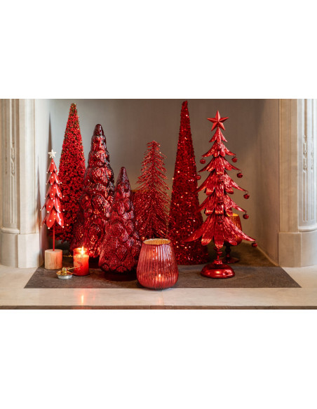 Sapin de Noël à poser en métal rouge 56 cm Veerora J-Line - 4