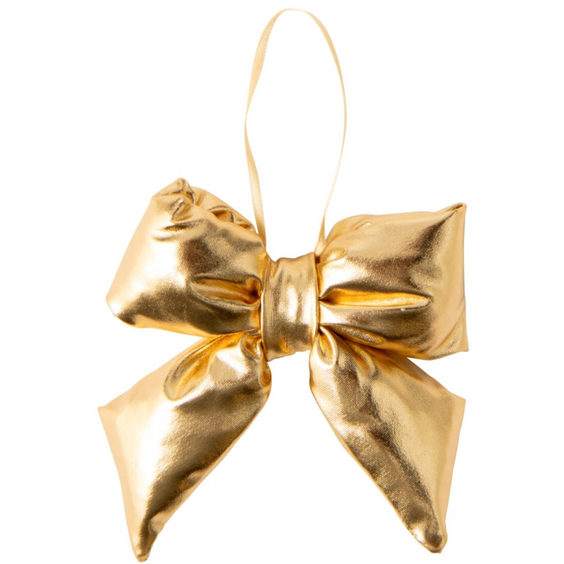 Nœud de Noël doré à suspendre 11x4x11 cm Nienike J-Line - 1