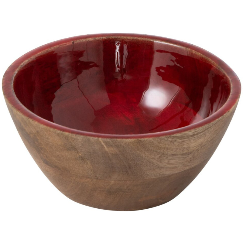 Bol de service en bois de manguier bordeaux 17,8x7,6 cm Sannora  - 1