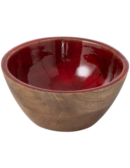 Bol de service en bois de manguier bordeaux 17,8x7,6 cm Sannora  - 1