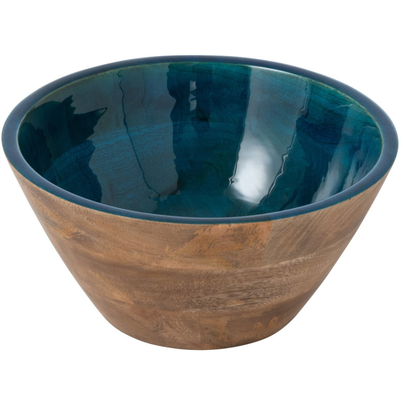 Saladier bois de manguier bleu pétrole Ø24,1x11,4 cm Sannora J-Line - 1