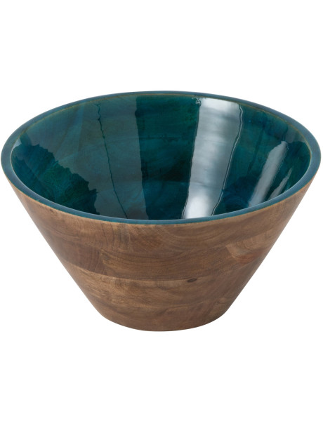 Grand saladier bois de manguier bleu pétrole 30,5x15,2 cm Sannora J-Line - 1