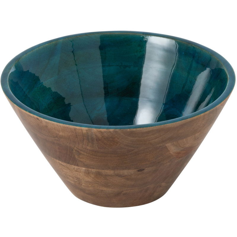 Grand saladier bois de manguier bleu pétrole 30,5x15,2 cm Sannora J-Line - 1