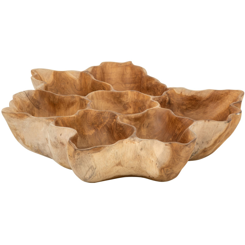 Grande coupe décorative en teck naturel 64x54x17 cm Hendmar J-Line - 1