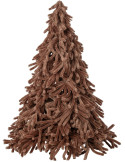 Sapin de Noël en polyester duveteux camel 180 cm Svenout