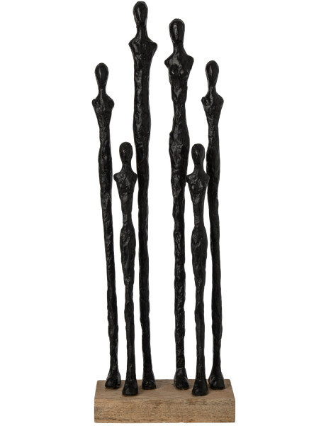 Sculpture personnages abstraits résine noire et manguier 54,5 cm Aernout J-Line - 1