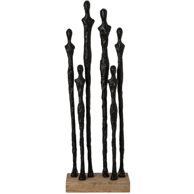 Sculpture personnages abstraits résine noire et manguier 54,5 cm Aernout J-Line - 1