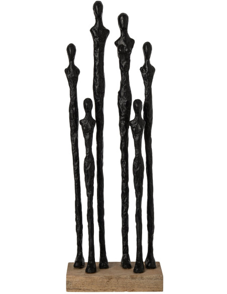 Sculpture personnages abstraits résine noire et manguier 54,5 cm Aernout J-Line - 1