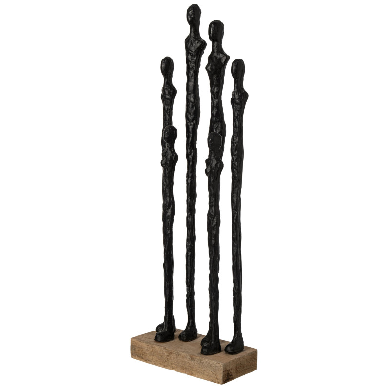 Sculpture personnages abstraits résine noire et manguier 54,5 cm Aernout J-Line - 3