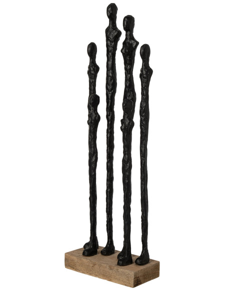 Sculpture personnages abstraits résine noire et manguier 54,5 cm Aernout J-Line - 3