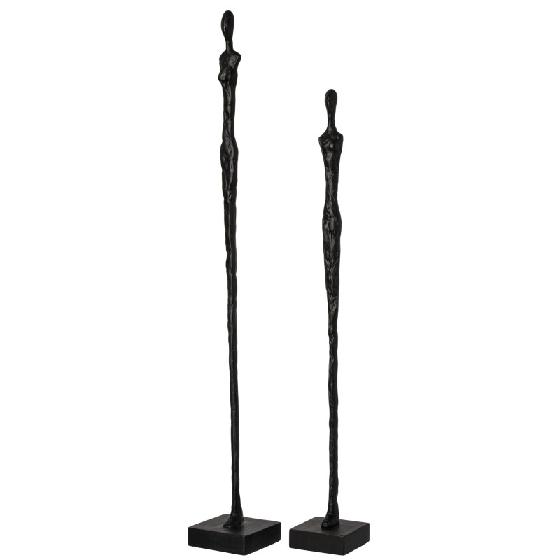 Lot de 2 sculptures silhouettes noires résine et manguier 92,5 cm Noerien J-Line - 2