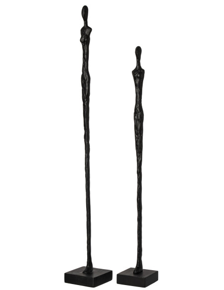 Lot de 2 sculptures silhouettes noires résine et manguier 92,5 cm Noerien J-Line - 2