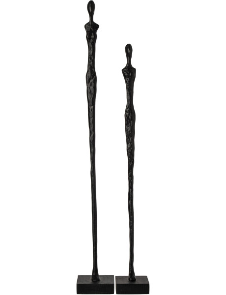 Lot de 2 sculptures silhouettes noires résine et manguier 92,5 cm Noerien J-Line - 1
