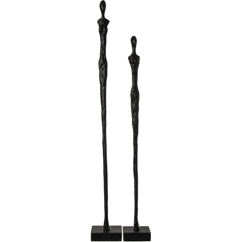 Lot de 2 sculptures silhouettes noires résine et manguier 92,5 cm Noerien J-Line - 1