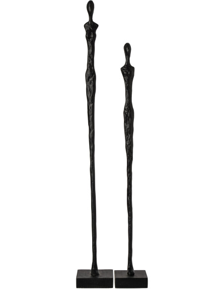 Lot de 2 sculptures silhouettes noires résine et manguier 92,5 cm Noerien J-Line - 1