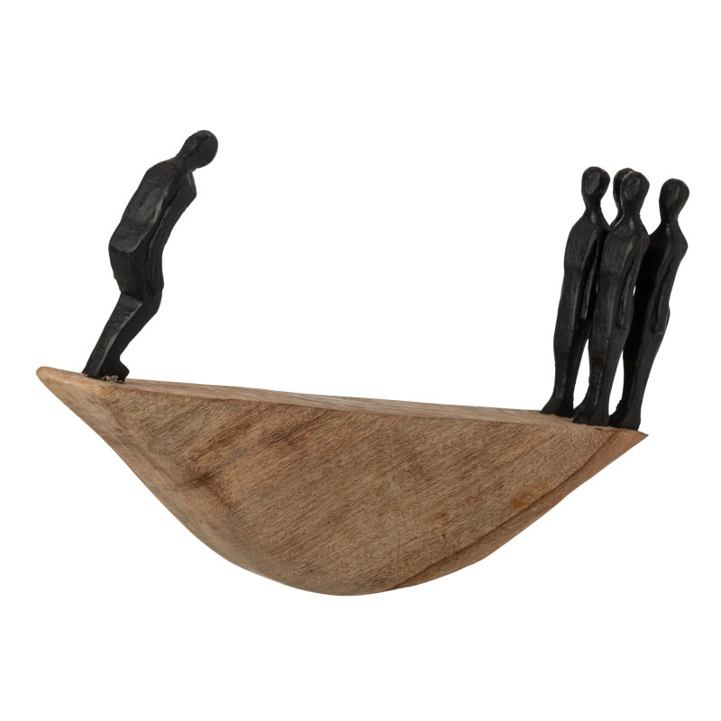 Statuette personnages en équilibre bois de manguier et résine noire 37 cm Dierald J-Line - 2
