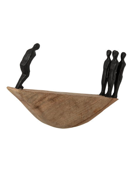 Statuette personnages en équilibre bois de manguier et résine noire 37 cm Dierald J-Line - 2