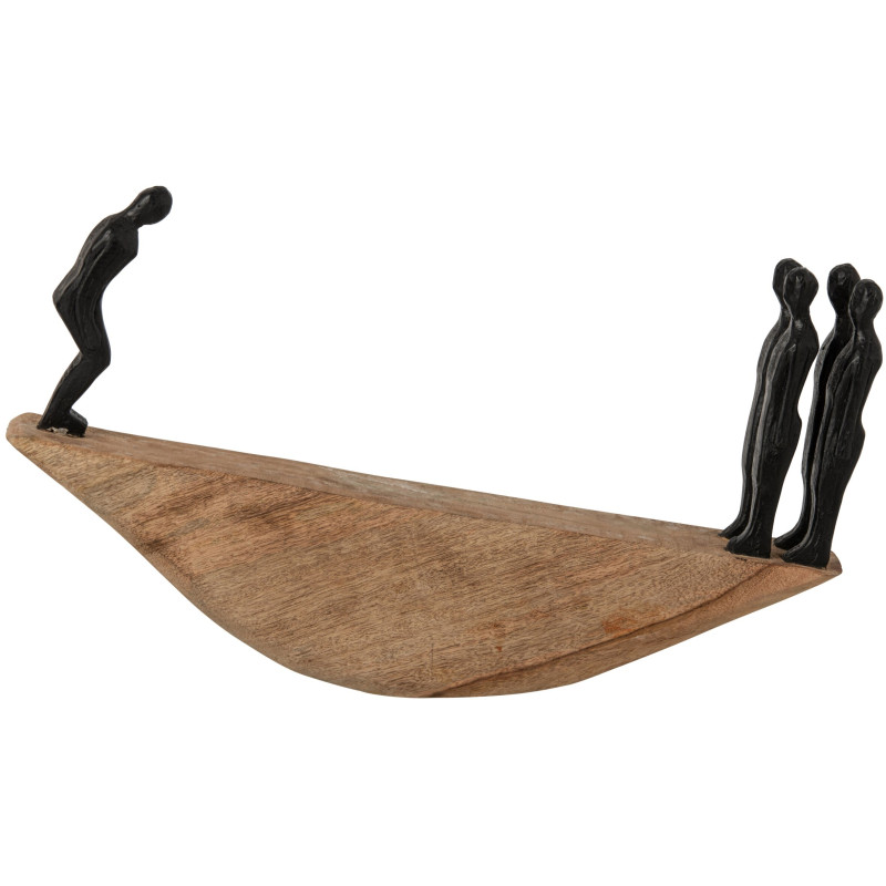 Statuette personnages en équilibre bois de manguier et résine noire 37 cm Dierald J-Line - 1