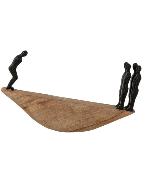 Statuette personnages en équilibre bois de manguier et résine noire 37 cm Dierald J-Line - 1