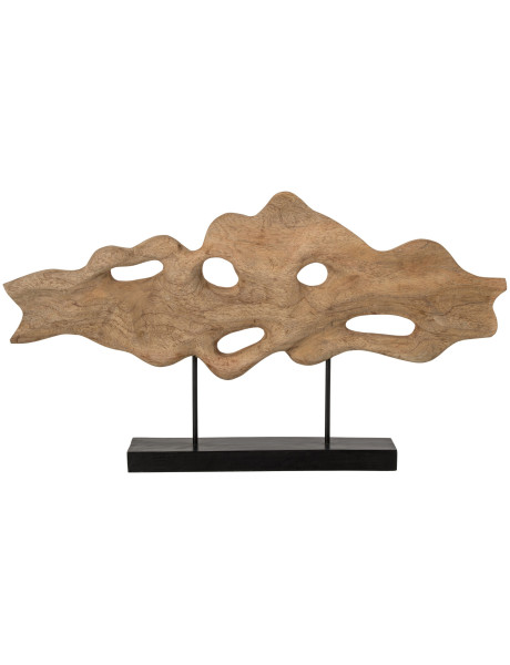 Sculpture décorative abstraite bois de manguier et métal 74x9x42,5 cm Rinkien J-Line - 1