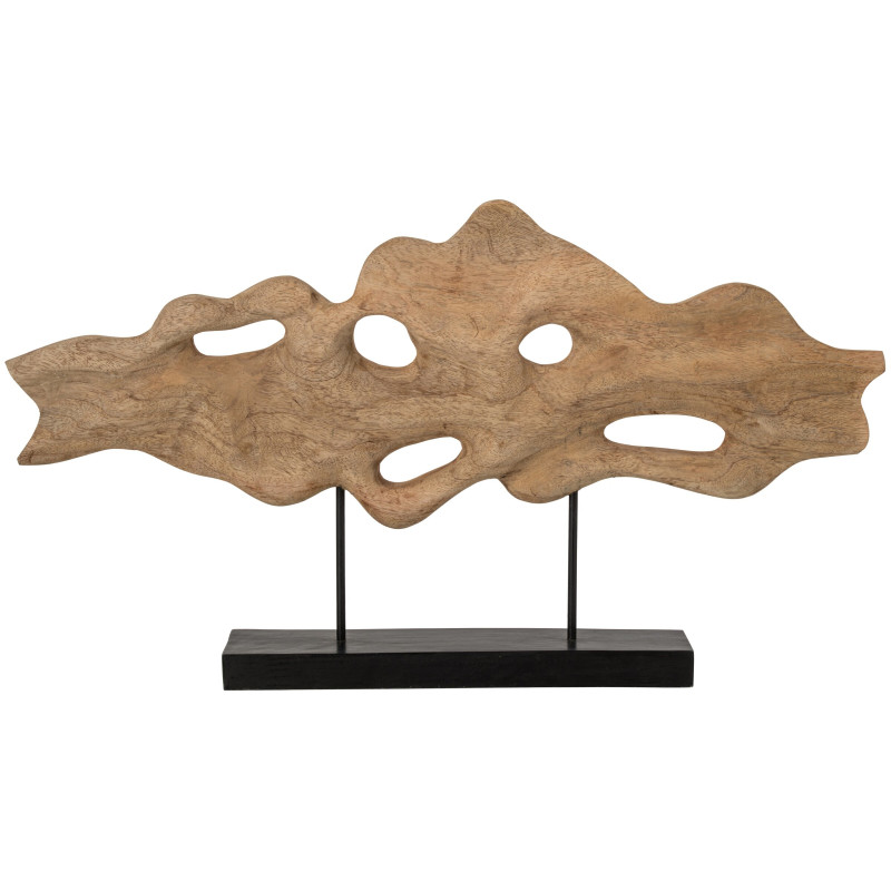 Sculpture décorative abstraite bois de manguier et métal 74x9x42,5 cm Rinkien J-Line - 1