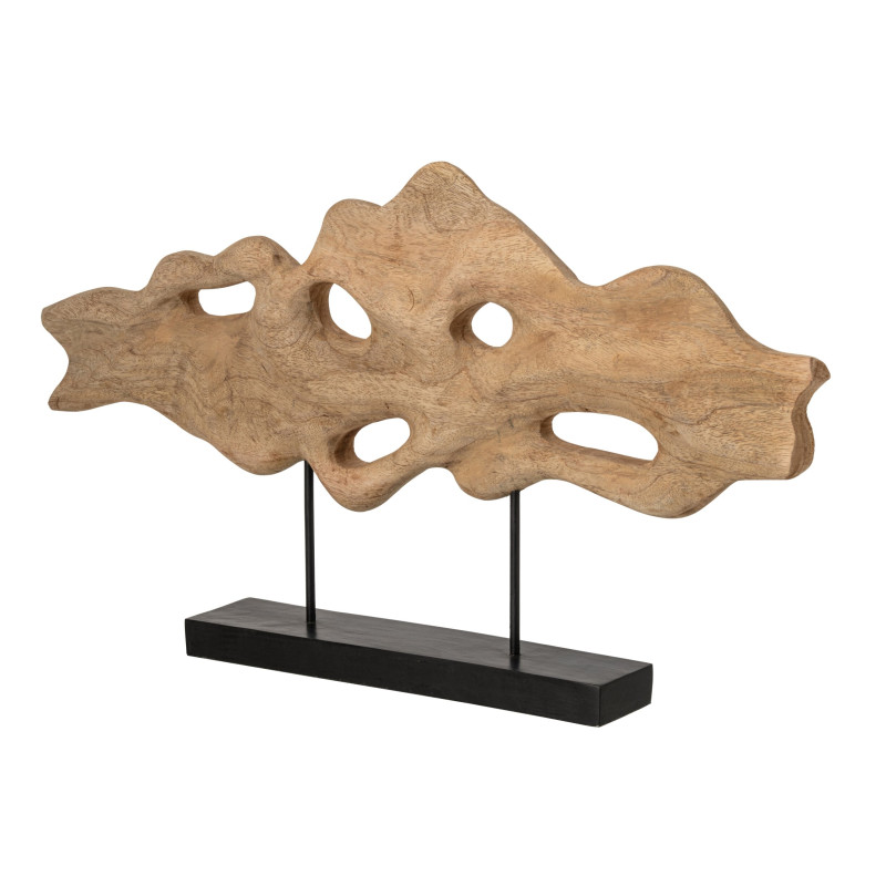 Sculpture décorative abstraite bois de manguier et métal 74x9x42,5 cm Rinkien J-Line - 2