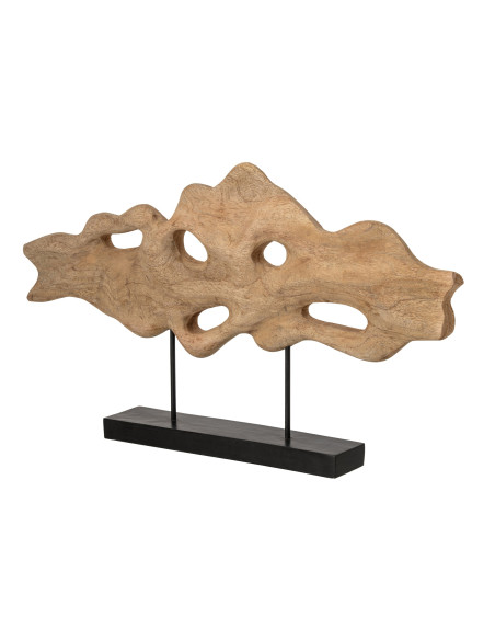 Sculpture décorative abstraite bois de manguier et métal 74x9x42,5 cm Rinkien J-Line - 2