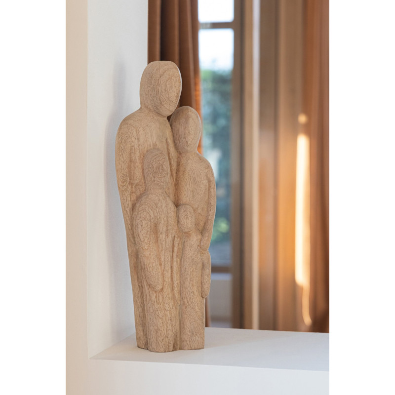 Sculpture famille en manguier naturel 15,5x7x41,5 cm Nienela J-Line - 2