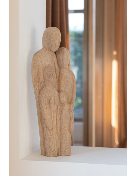 Sculpture famille en manguier naturel 15,5x7x41,5 cm Nienela J-Line - 2