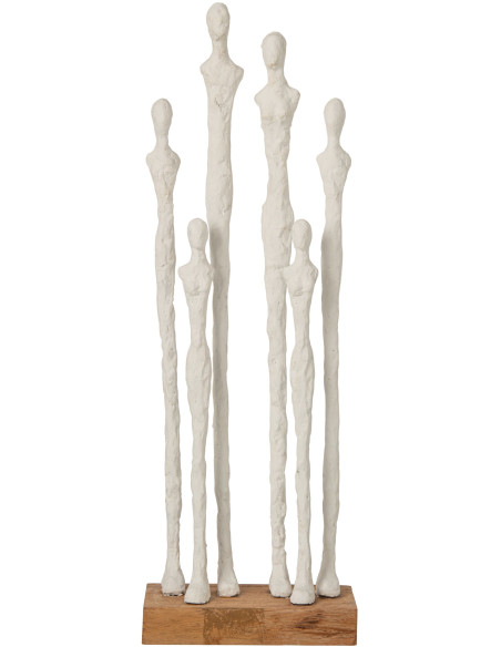 Statuette 6 personnages résine et manguier 17,5x9x54,5 cm Aernout J-Line - 1