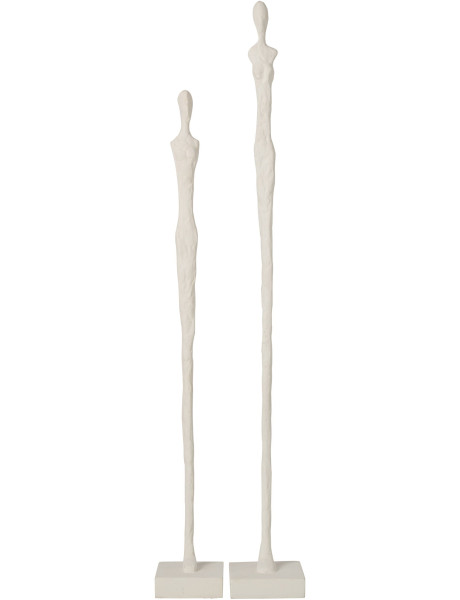 Lot de 2 sculptures silhouettes blanches résine et manguier 78 et 92,5 cm Noerien J-Line - 1