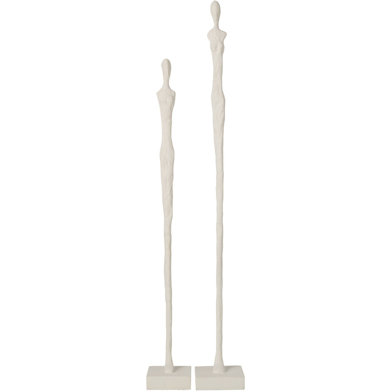 Lot de 2 sculptures silhouettes blanches résine et manguier 78 et 92,5 cm Noerien J-Line - 1