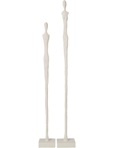 Lot de 2 sculptures silhouettes blanches résine et manguier 78 et 92,5 cm Noerien J-Line - 1