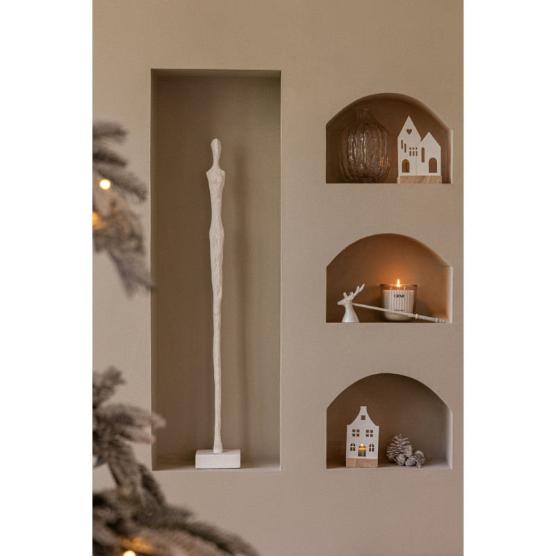 Lot de 2 sculptures silhouettes blanches résine et manguier 78 et 92,5 cm Noerien J-Line - 2