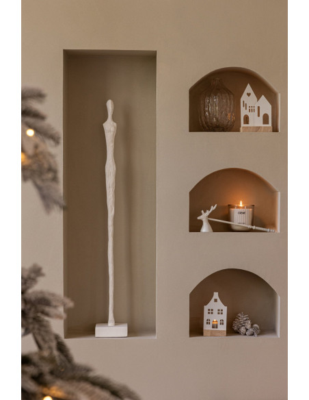 Lot de 2 sculptures silhouettes blanches résine et manguier 78 et 92,5 cm Noerien J-Line - 2