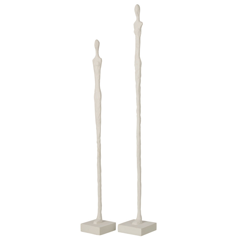 Lot de 2 sculptures silhouettes blanches résine et manguier 78 et 92,5 cm Noerien J-Line - 3
