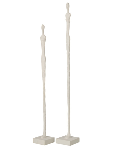 Lot de 2 sculptures silhouettes blanches résine et manguier 78 et 92,5 cm Noerien J-Line - 3