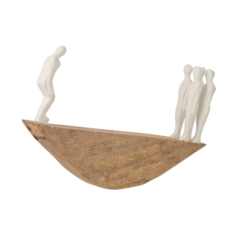 Statuette équilibre manguier et résine blanche 37x7x32 cm Dierald J-Line - 3