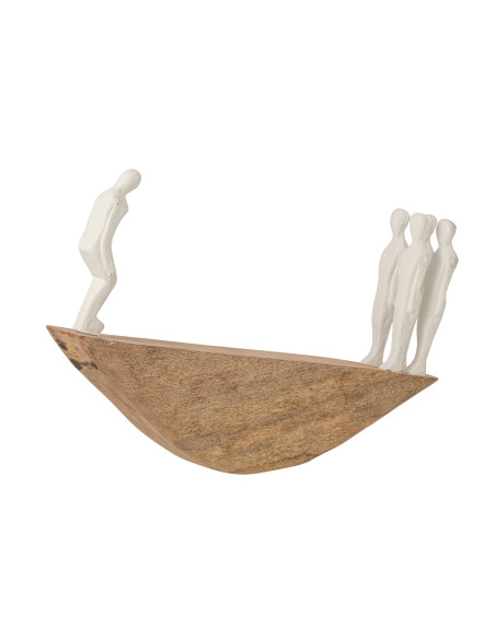 Statuette équilibre manguier et résine blanche 37x7x32 cm Dierald J-Line - 3