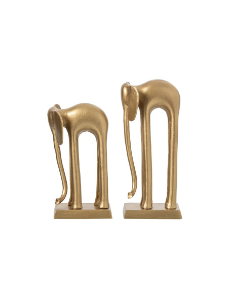 Lot de 2 statues éléphant métal doré 35 et 42 cm Svenald J-Line - 2