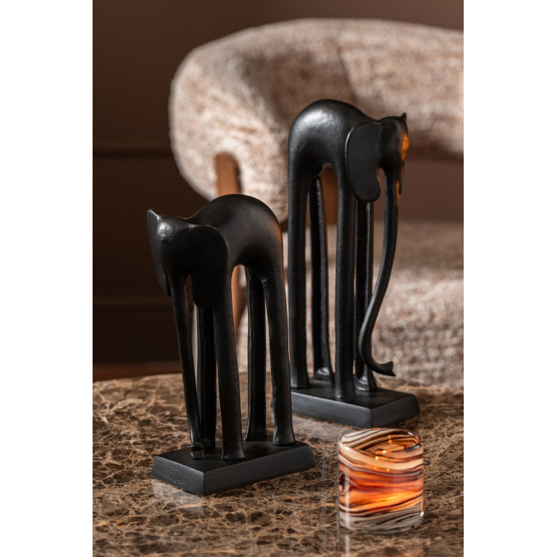 Lot de 2 statues éléphant métal noir 35 et 42 cm Svenald J-Line - 2