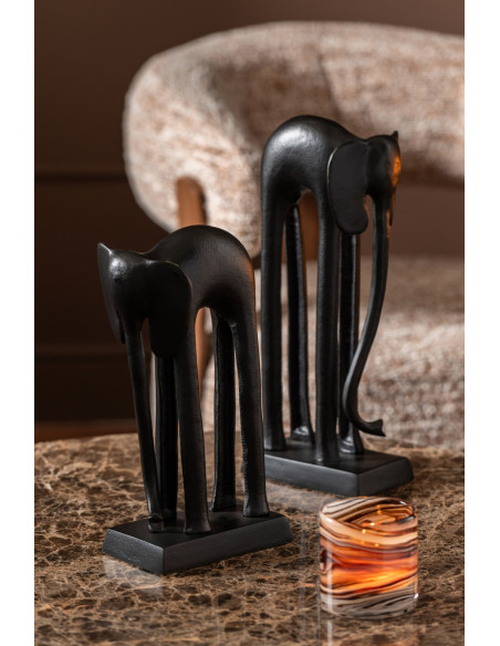 Lot de 2 statues éléphant métal noir 35 et 42 cm Svenald J-Line - 2