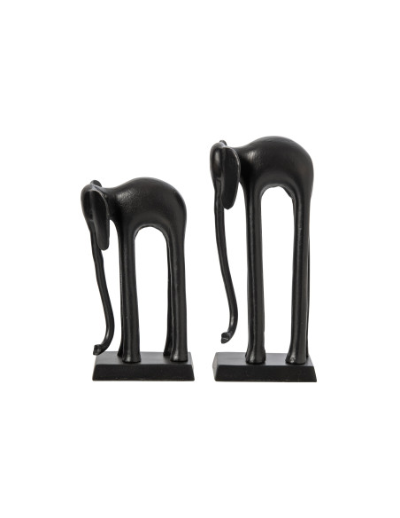 Lot de 2 statues éléphant métal noir 35 et 42 cm Svenald J-Line - 3