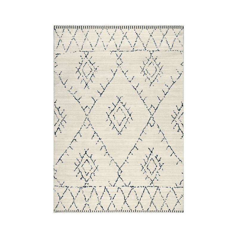 Tapis berbère crème motifs losanges polyester 200x290 cm Tizi  - 1