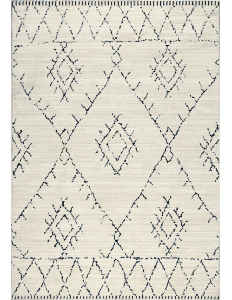 Tapis berbère crème motifs losanges polyester 200x290 cm Tizi  - 1