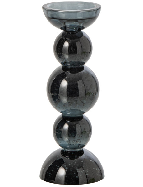 Bougeoir boules en verre bleu pétrole 27,5 cm Rensven J-Line - 1