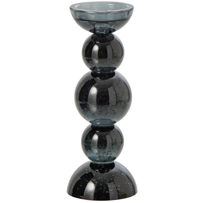 Bougeoir boules en verre bleu pétrole 27,5 cm Rensven J-Line - 1