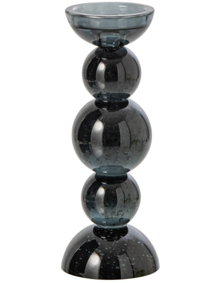 Bougeoir boules en verre bleu pétrole 27,5 cm Rensven J-Line - 1
