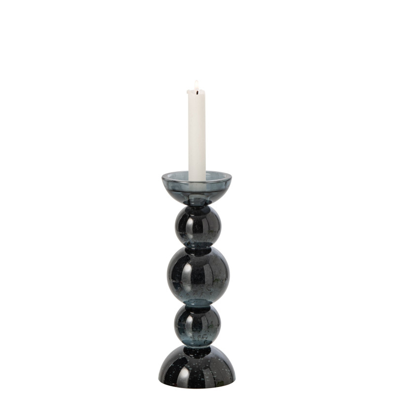 Bougeoir boules en verre bleu pétrole 27,5 cm Rensven J-Line - 2